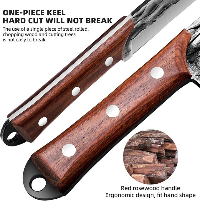 Machete with Sheath for Cutting Trees Heavy Duty, for Yard Work and for Bushcrafting Knife Sickle for Clearing Brush Garden Tools Construction Blade (Silver Black)