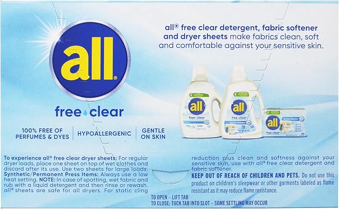 All Free & Clear Dryer Sheets,195 ct (Pack of 4)
