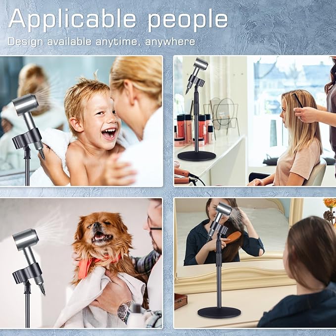 TAYUQEE Hands Free Hair Dryer Upgraded Blower Holder with Larger Clamp, 18.8-59in Height Adjustable Blow Dryer Floor Countertop Stand Holder with Heavy Base