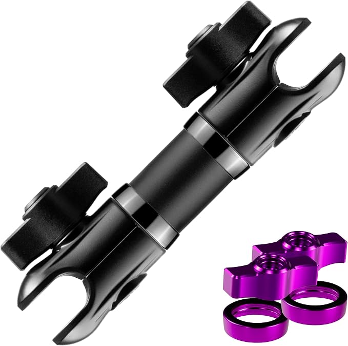 Tackform 10 Long 20mm Ball and Socket Arm DuraLock 20 Series Aluminum Tube Arm | Dual 20mm Sockets and Optional Anti-Theft Knobs | Black