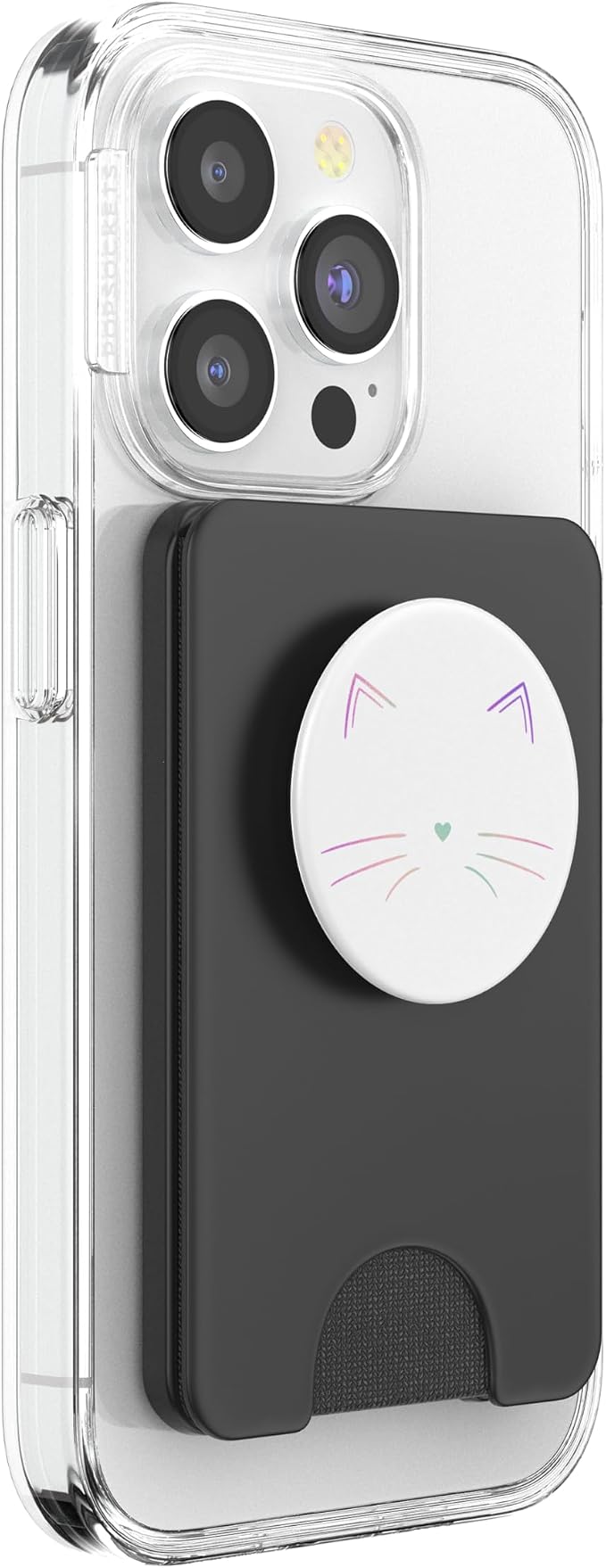 Rainbow Cat Face White PopSockets Adhesive PopGrip