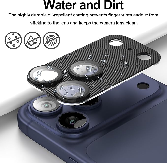 2 Pack for iPhone 17 Pro Camera Lens Protector Metal Aluminum Alloy Tempered Glass Cover Camera Screen Protector Accessories Case Friendly，for iPhone 17 Pro