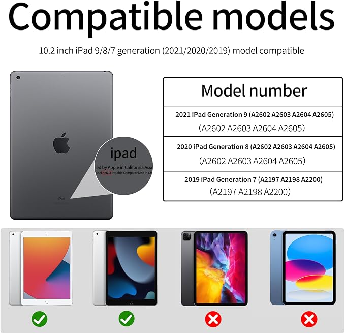 iPad 9th/8th/7th Case with Pencil Holder Silicone Cream White | Ultra-slim shockproof leather cover soft TPU back stable trifold stand auto wake/sleepfor iPad 10.2 Inch 2021/2020/2019