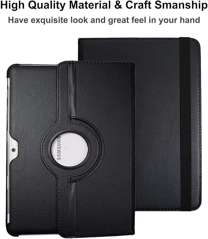 Case for Samsung Galaxy Note 10.1 inch 2012 (GT-N8000 N8010 N8013)360 Degree Rotating Stand Case Full Protective Coverwith Stylus PenScreen Film (Black)