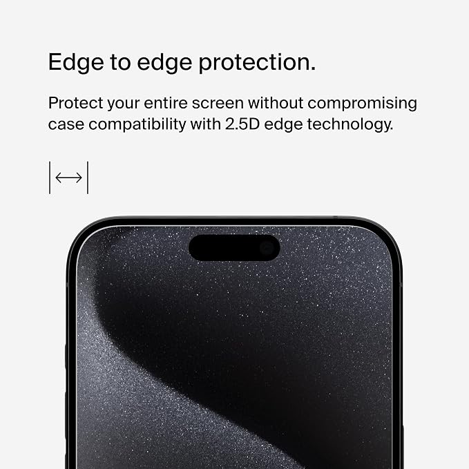 Belkin UltraGlass2 Scratch-Resistant Screen Protector iPhone 15 Pro | advanced nanotech glass up to 2x stronger scratch resistant shatterproof case-compatible crystal clear easy align tray