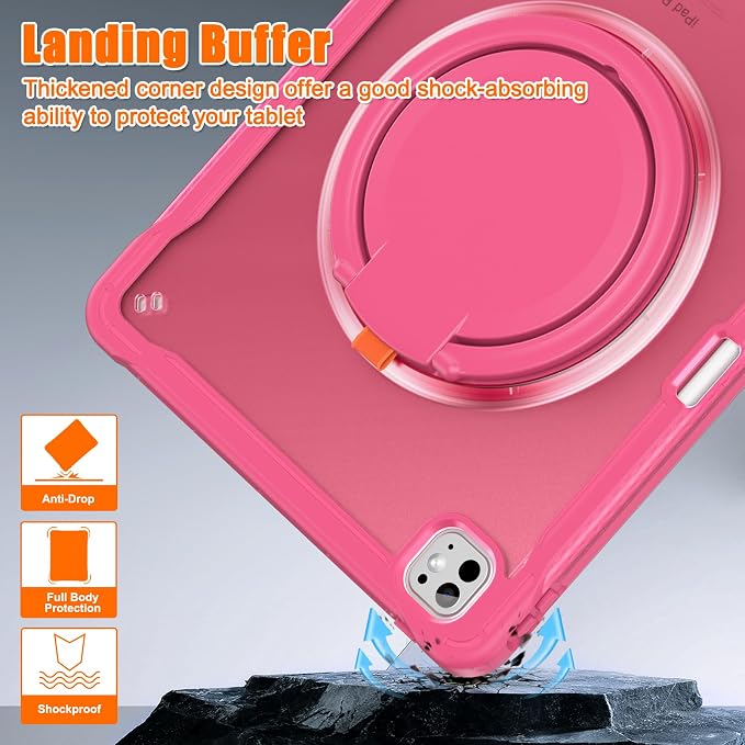 Batianda HaloCarry Case for iPad Pro 11 inch 2025 M5 2024 M4 Lavender Grey | Lightweight Dual-Layer Rugged Case with 360° Rotating Carry Ring Handle Stand and Pencil Holder Reinforced Corner Defen