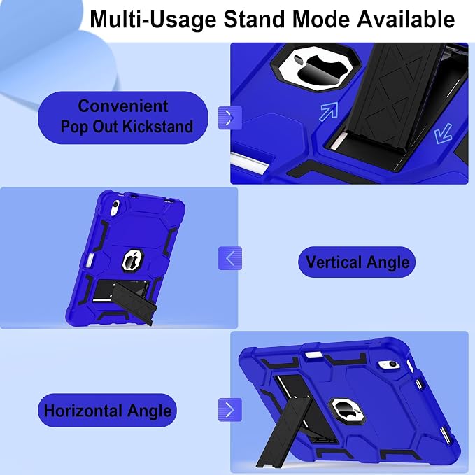 Case for iPad 11 11th Gen (A16) 2025 &amp 10th Gen 2022 10.9 Purple+Green | Kickstand | With Pencil Holder | Drop-Proof Silicone+Hard Shell | Raised Edge Protects Screen&ampCamera | Heavy Duty Pr