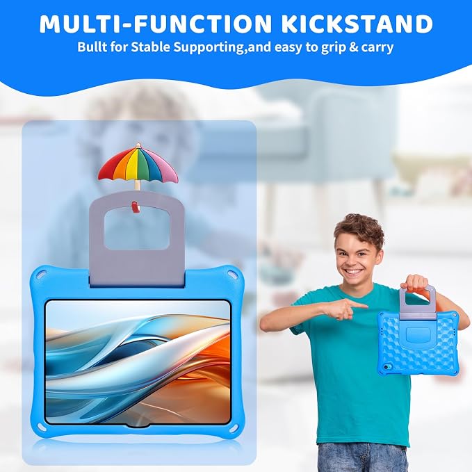 Case for Onn 10.1 Inch Tablet (2024 Model) Gen 4 - Shockproof Lightweight Protective EVA Kids Kickstand Cover Case + 1 Stylus (Black)