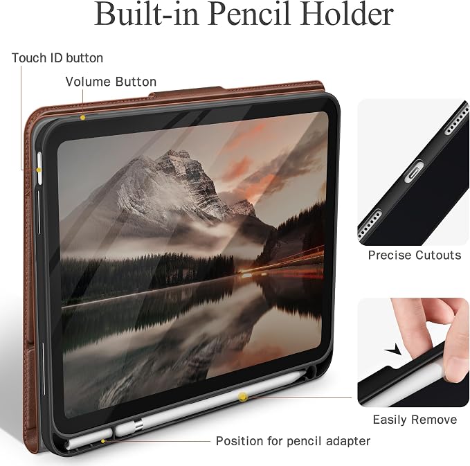 auaua Case for iPad (A16) 11th/10th Generation | with Pencil Holder Pocket Typing Angle Muti-Stand Magnetic Closure Auto Sleep/Wake