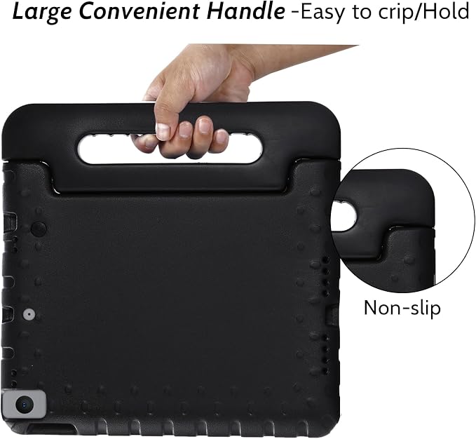 Dteck Kids Case for iPad 10.2 - Shockproof Rugged EVA Handle Stand Child Proof Case for iPad 9/8/7 Generation Black