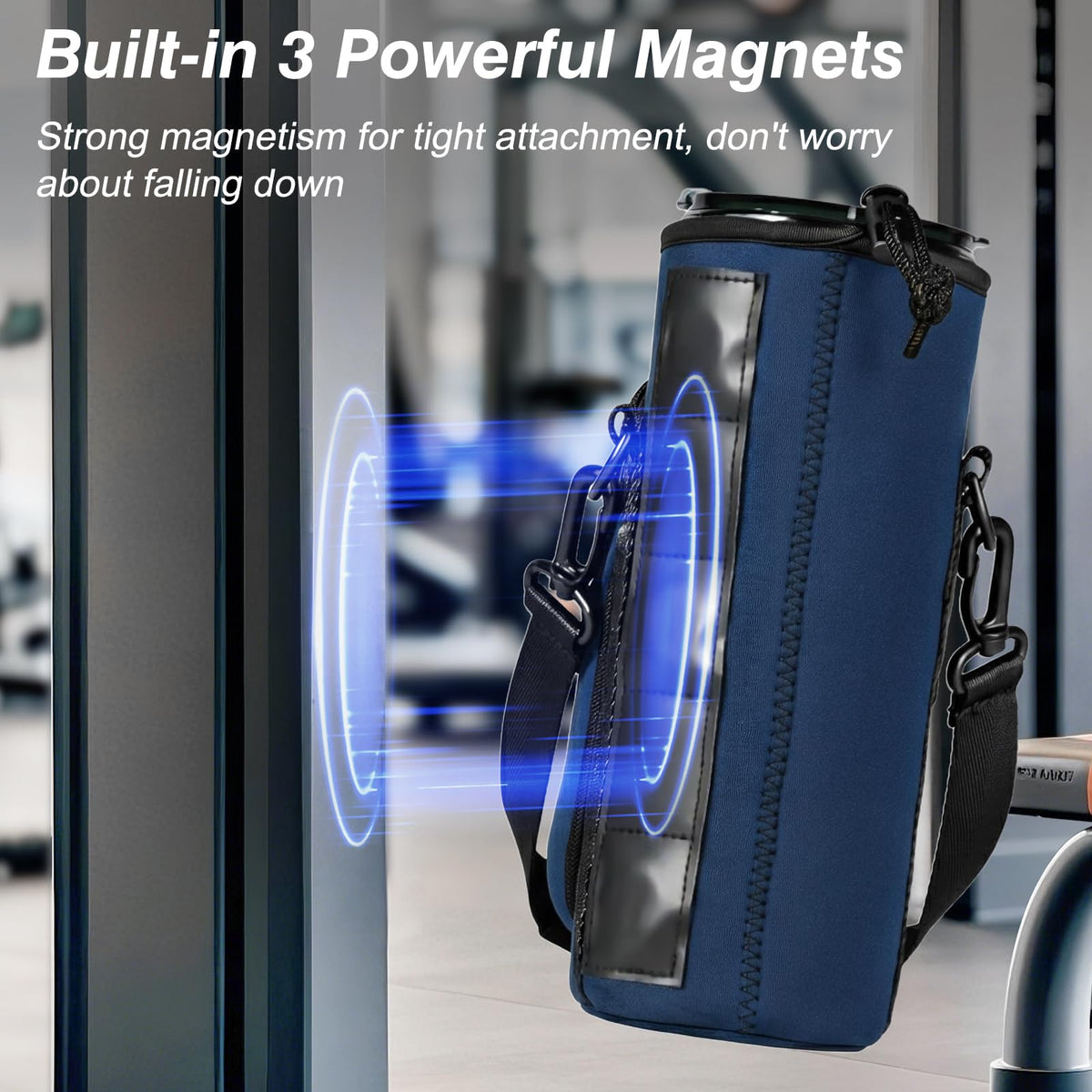 Nuovoware Magnetic Gym Bag, 25oz/32oz, Water Bottle Carrier, Dark Blue