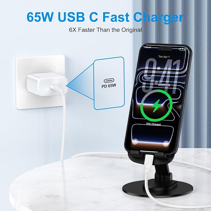 65W USB C Charger Block for iPhone 17 16 15 14 13 12 11 Pro Max Plus | PD 3.0 Super Fast Charging Wall Charger USBC Power Adapter Type C Brick Cube for Samsung Galaxy S26 Ultra S25 S24 S23