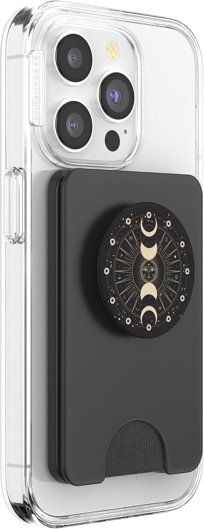 Sun and Moon Phases Astrology Space Stars Black PopSockets Adhesive PopGrip