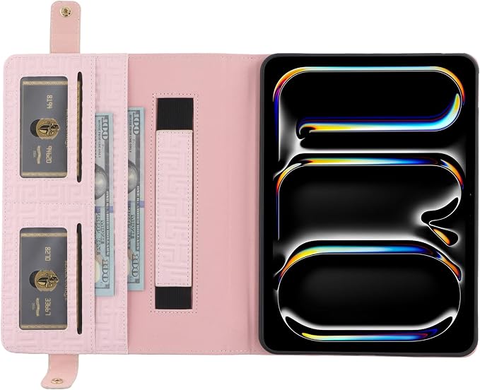 Handbag Case for Samsung Galaxy Tab S10 FE/S9 FE 10.9/S9/S8/S7 11 Techcircle Folio Stand Crossbody Wallet Protective Cover with S Pen Holder &amp Card Slots Hand Strap &amp Shoulder Strap Black