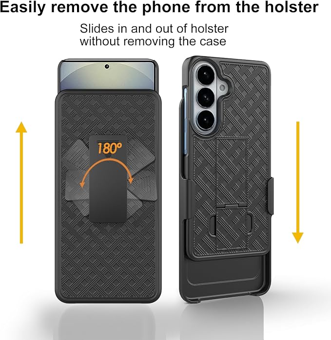 Ailiber for Samsung Galaxy S26 Stand Case Belt Clip Screen Protector-Black | Swivel Kickstand Holder Holster Slim Shell Slide Pouch Full Body Protective Rugged Shockproof Drop Defense Cell Phone Co