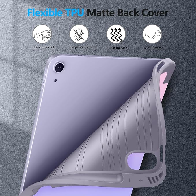 Fintie Slim Case for iPad Air 11-inch &amp iPad Air 5th/4th Generation 10.9 in | Tri-Fold Stand Flexible Soft TPU Back Cover Shockproof Protection Pencil Holder Scratch-Resistant Composition Lil