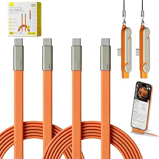 SIDEWAY Phone Charger 240W Silicone Cable with Detachable Stand - Universal Type-C 90° Angle 480Mbps Data Transfer Speed(balck)