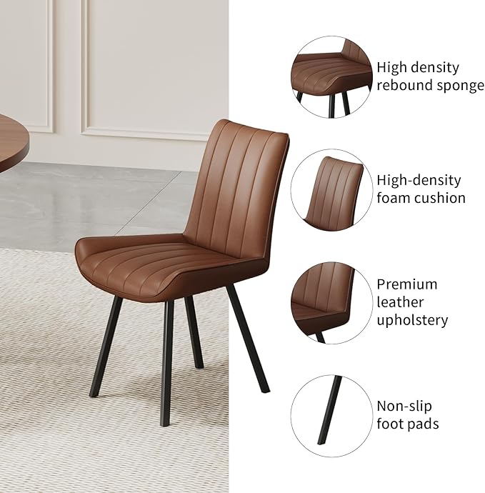 45.3" Walnut Round Dining Table Set with 2 Chairs – Mid-Century Modern Small-Space Kitchen & Dining Room Furniture for Apartment or Breakfast Nook (Walnut – Storage Table + 2 Brown Chairs)