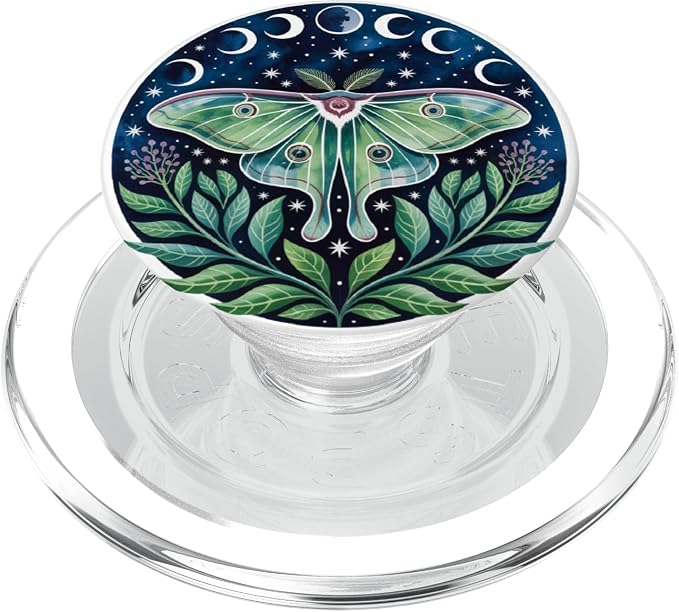 Luna Moth Lover Moon Phase Entomology Bug Flying Insect PopSockets PopGrip for MagSafe