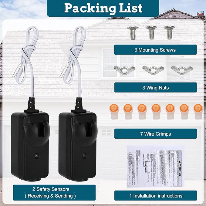 2025 Upgrade 41A5034 Safety Sensor Kit Compatible with Liftmaster Chamberlain Sears Craftsman Garage Door Opener Made After 1997, Replace G801CB-P (10 Years Warranty)