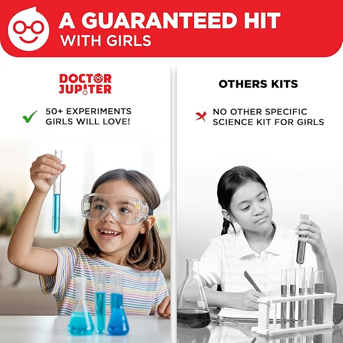 Doctor Jupiter Girls’ First Science Kit for Kids Ages 4-5-6-7-8 | Easter, Birthday Gift Ideas for 4+ Year Old Girls | STEM Toy Kit with 50+ Experiments | Learning & Educational Projects