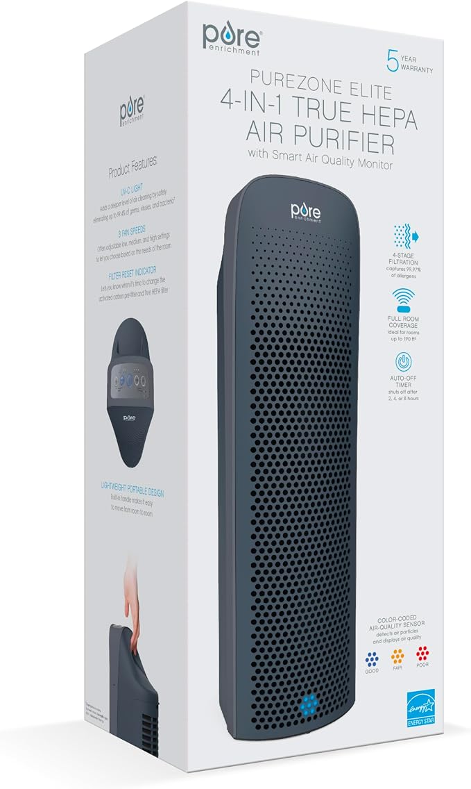 Pure Enrichment PureZone Elite True HEPA Large Room Tower Air Purifier