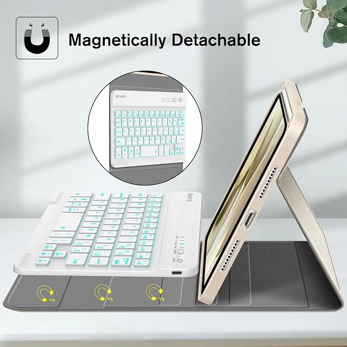 FINTIE Keyboard Case for iPad mini 7th Generation (A17 Pro) / mini 6 8.3 | Detachable Magnetic Bluetooth Keyboard Soft TPU Cover Multi-Angle Viewing Pencil Holder Backlight/Fantasy Ombre