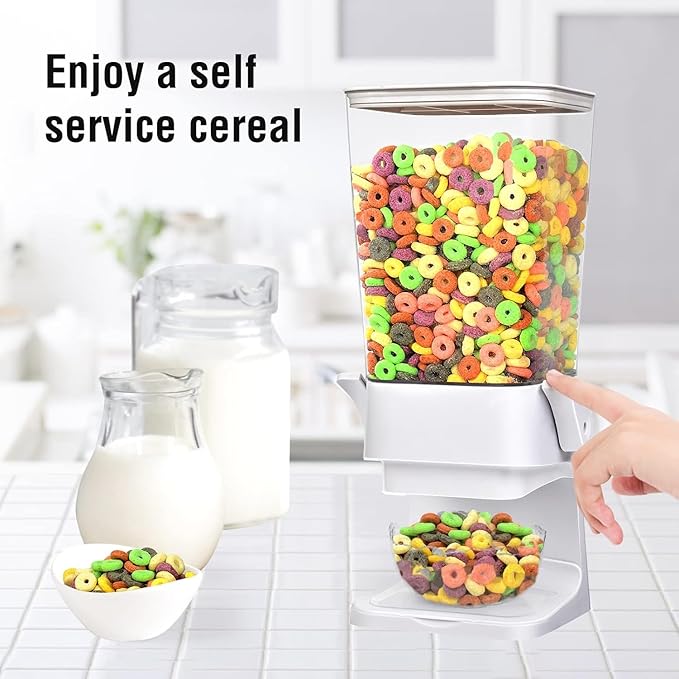 Cereal Dispenser Countertop Large Cereal Containers Storage Dispenser For Pantry Dry Food Dispenser Countertop Rice Candy Dispenser Machine For Snack,Nuts, Granola(White,3 pack)