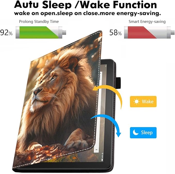 Case for Amazon Kindle Fire HD 10 Tablet 10.1 (9th/7th Generation 2019/2017 Release) - PU Leather Folio Case with Smart Auto Wake/Sleep African American Girl