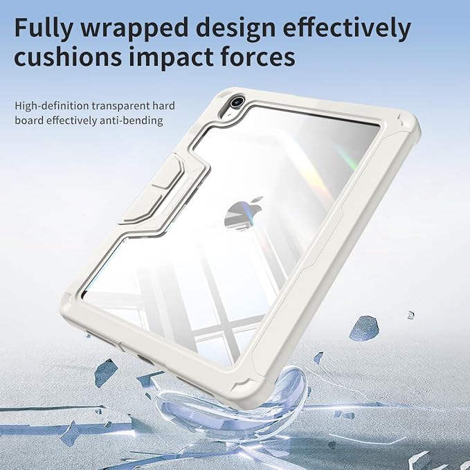 Case for iPad (A16) 11th Gen 11'' 2025/iPad 10th Gen 10.9'' 2022 | Shockproof Protective Cover with Pencil Holder Multi-Angle Stand Clear Back Support Touch ID &amp Auto Sleep/Wake (Black)