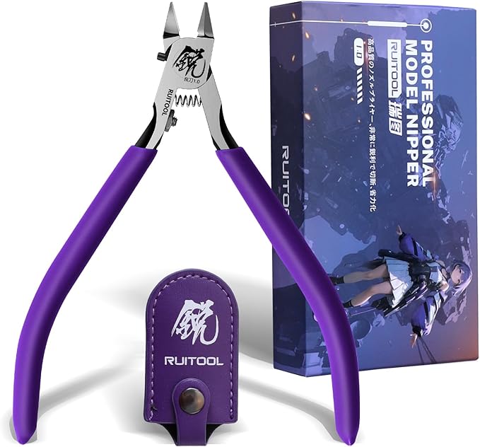 RUITOOL Model Nippers, Model Tools for Beginners to Repair and Fix Plastic Models, Ultra-thin Single-edged Non-slip Grip, 4.7 Inch Sharp Cutters for Model Building
