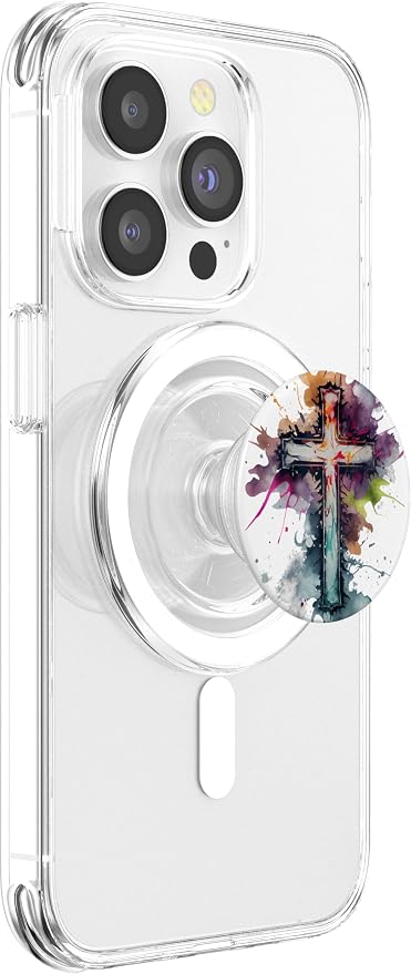 Christian Cross Watercolor Illustration PopSockets Adhesive PopGrip