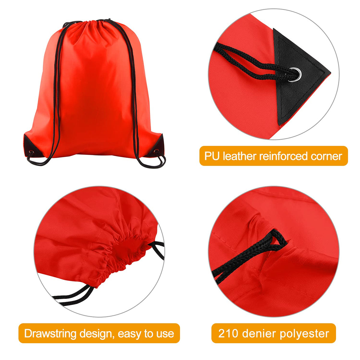 PLULON 25 Pcs Red Drawstring Backpack Bags Bulk String Backpack Cinch Sack Pull Sport Gym Backpack Bags for Yoga Traveling Outdoor Sports