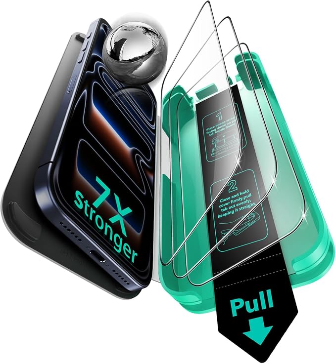 ESR 3 Pack for iPhone 14 Plus/13 Pro Max Screen Protector Armorite | 7X Impact Absorption 9H+ Tempered Glass Easy One-Pull Installation Full-Coverage Protection UltraFit Tray Bubble-Free