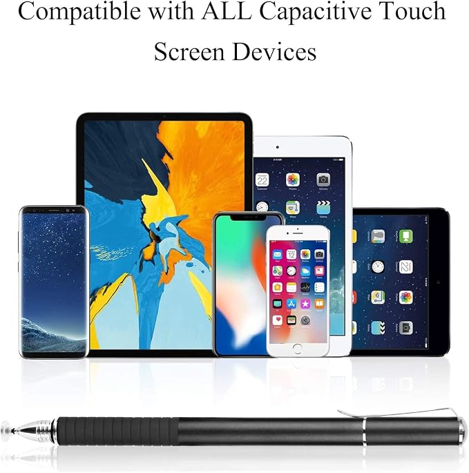Capacitive Stylus Pen 2-in-1 Disc &amp Fiber Tip High Sensitivity &amp Precision Compatible with Switch iPad Samsung A8/A9/A11 Tablet &amp Other Android Tablets Black (Pack of 3)