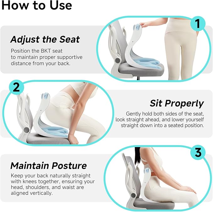 BKT Seat Cushion Chair Ergonomic Office Chair Cushions Lumbar Support for Seat Pillow Ideal for Students Office Workers Nursing Mothers Long Sitting Outdoor Fishing Floor