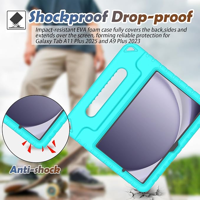 LTROP Shockproof Lightweight Convertible Handle Stand Case for Samsung Galaxy Tab A11 Plus 2025 / A9 Plus 11 Inch 2023 with Built-in Screen Protector Galaxy Tab A11+ / A9+ Case for Kids Black