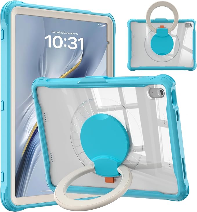 Pepkoo Triple Shock-Absorbing Protective Case for iPad (A16) 11th/10th Gen | Comfortable Heavy-Duty Kids Protective Case With Tactile Sensation With Handle Shoulder Strap (Black)