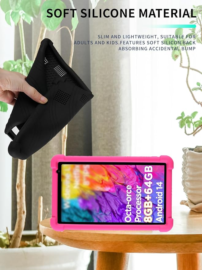 Case for Callsky-Tab Ctab 8 Android Tablet 8 Inch，WUNIAK Shock Proof Lightweight Stand Rubber Shell Protective CoverKids Friendly Soft Silicone Adjustable Stand CoverBlack
