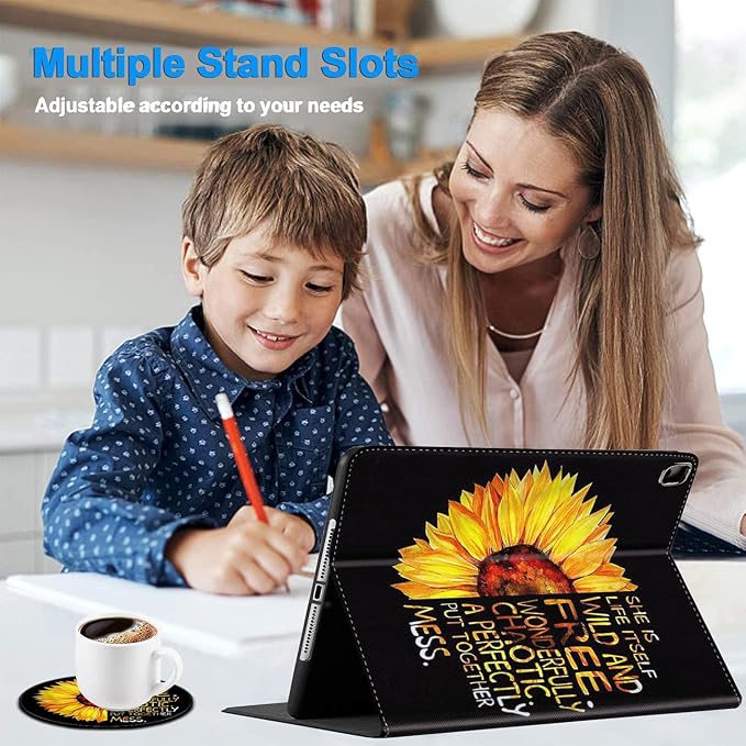 for iPad mini Case iPad mini 1 2 3 4 5 Case and Coasters Set PU Leather Folio Case Smart Cover with Stand &amp Auto Wake Sleep for iPad mini 5/4/3/2/1 - Flame Soccer