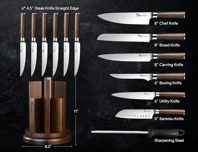 SYOKAMI 14-Piece Kitchen Knife Set with Magnetic Block, New for 2026
