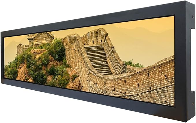 VSDISPLAY 28'' Advertising LCD Monitor 1920x360 IPS Stretched Bar Screen Outdoor High Brightness Support USB Input Auto Copy Autoplay for Supermarket Exhibition Store Advertisement Display