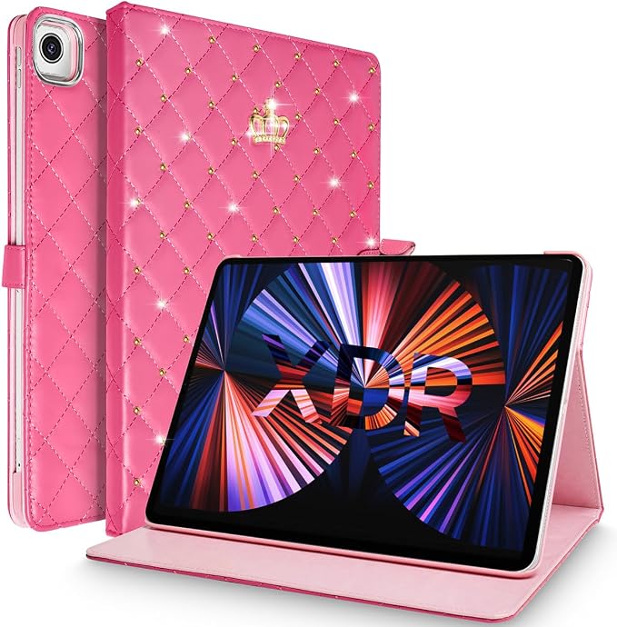 for iPad 10.2 Case 9th/8th/7th Generation (2021/2020/2019) Crown Bling Diamond Cute Elegant PU Leather Smart Auto Sleep/Wake Stand Shockproof Protective Case for Apple iPad 10.2 inch (Black)