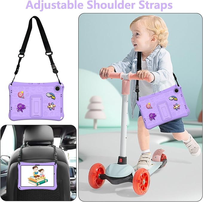 Case for iPad 10.2 Inch 2021/2020/2019/ iPad Pro 10.5 Inch/Air 3rd Gen (2019) Shoulder Strap Kickstand Children Friendly Anti-Scratch Shockproof Case Lightpurple