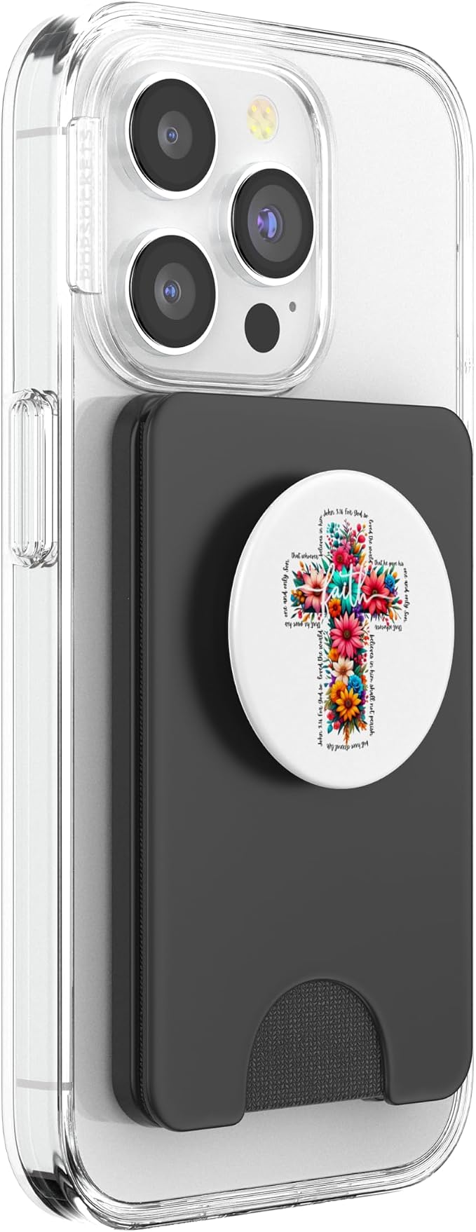JOHN 3:16 Floral Faith Cross Jesus Christian Religious PopSockets Adhesive PopGrip