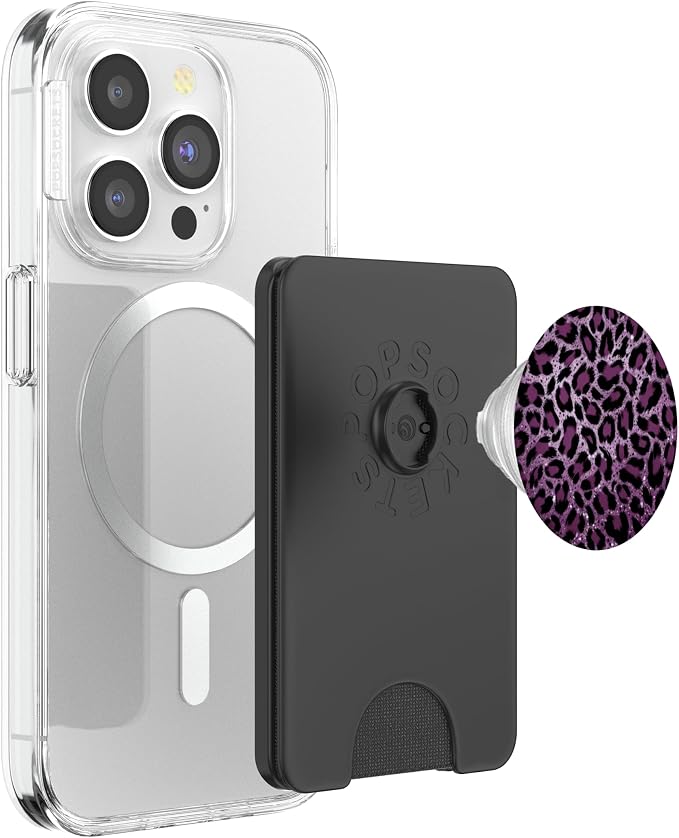 Purple Leopard Illustration Animal Print PopSockets PopGrip for MagSafe