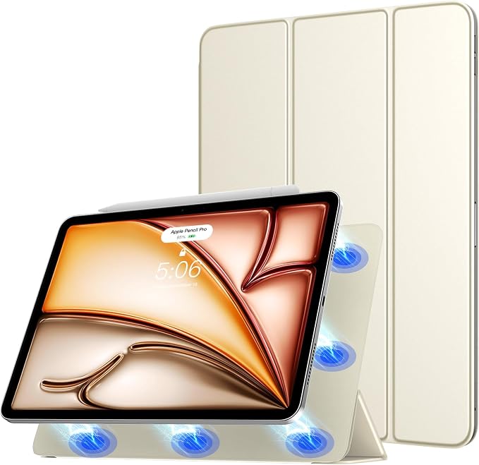 TiMOVO Magnetic Case for iPad Air 11 M4/M3/M2 Air 5th/4th Gen Black | Smart Folio Magnetic Slim Trifold Stand Protective Cover Auto Wake/Sleep