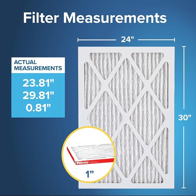 Filtrete 24x30x1 AC Furnace Air Filter, MERV 11, MPR 1000, Micro Allergen
