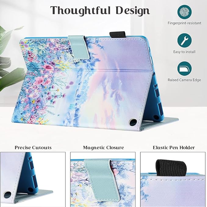 Case for Kindle Fire HD 10 &amp Fire HD 10 Plus 13th/11th Generation 2023 2021 | Synthetic Leather Flip Folio Stand Cover with Auto Wake/Sleep for Kindle Fire HD 10 &amp Fire HD 10 Plus Beach