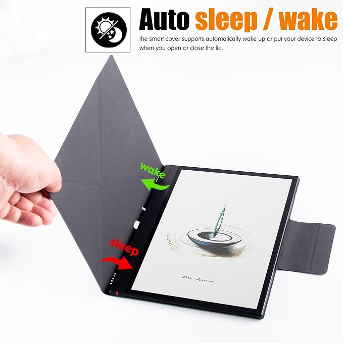 Case for Boox Note Air 5 CPU Leather Magnetic CoverBrown | Thin &amp Lightweightwith Auto Sleep/Wake2-Way Origami StandPen Buckle Design